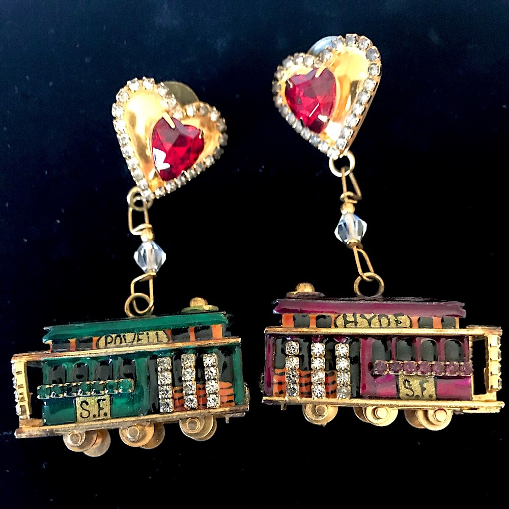 Lunch at the Ritz San Francisco cable car pierced earrings